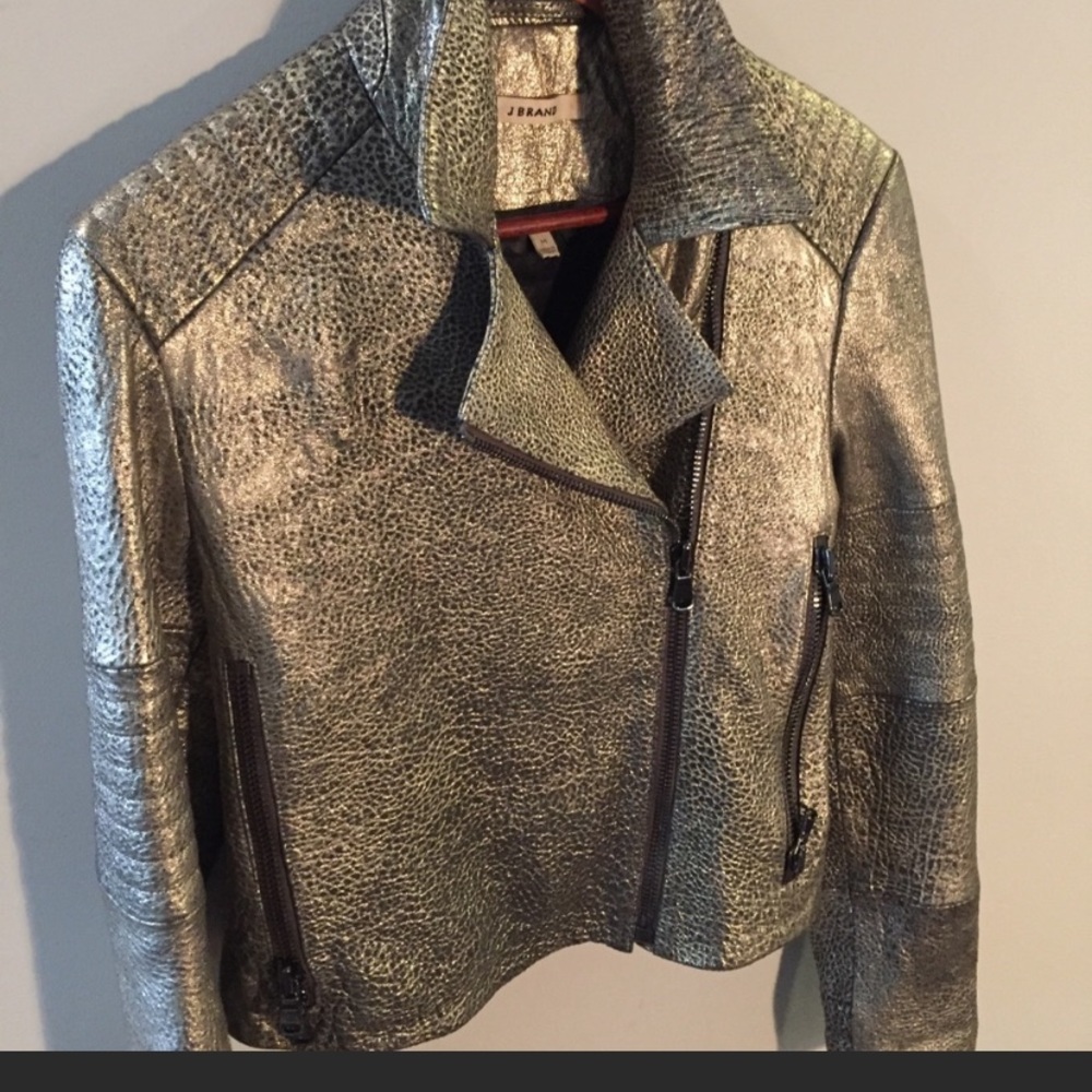 Beautiful J.Brand metallic leather jacket!
